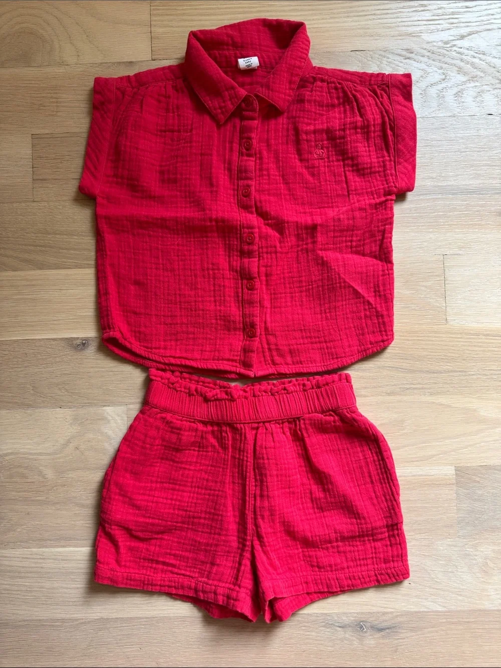 Gap Toddler Girls’ Red Crinkle Gauze Two-Piece Outfit Set - Size 5 yrs